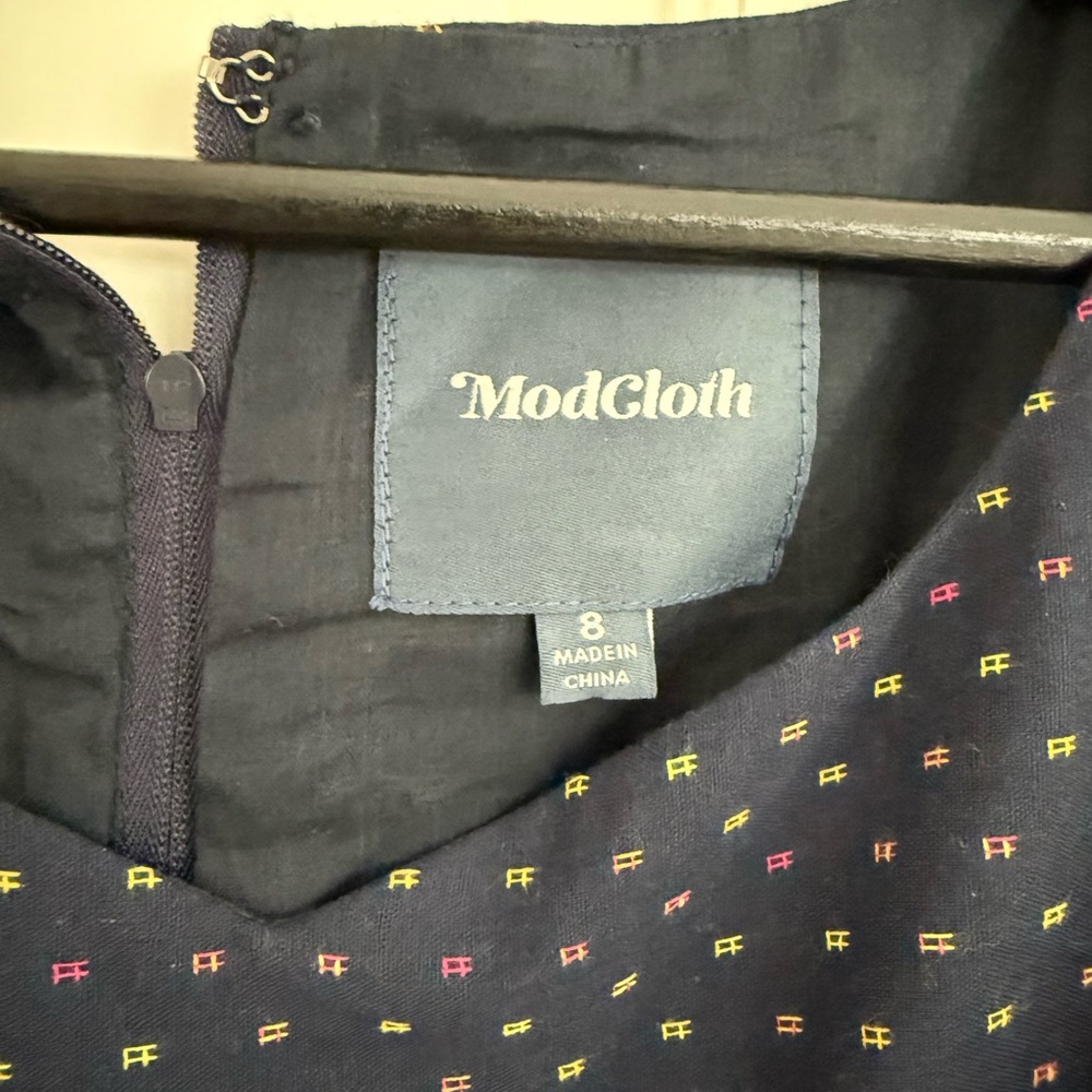 Modcloth Navy Polka Dot Dress - Picture 2 of 6